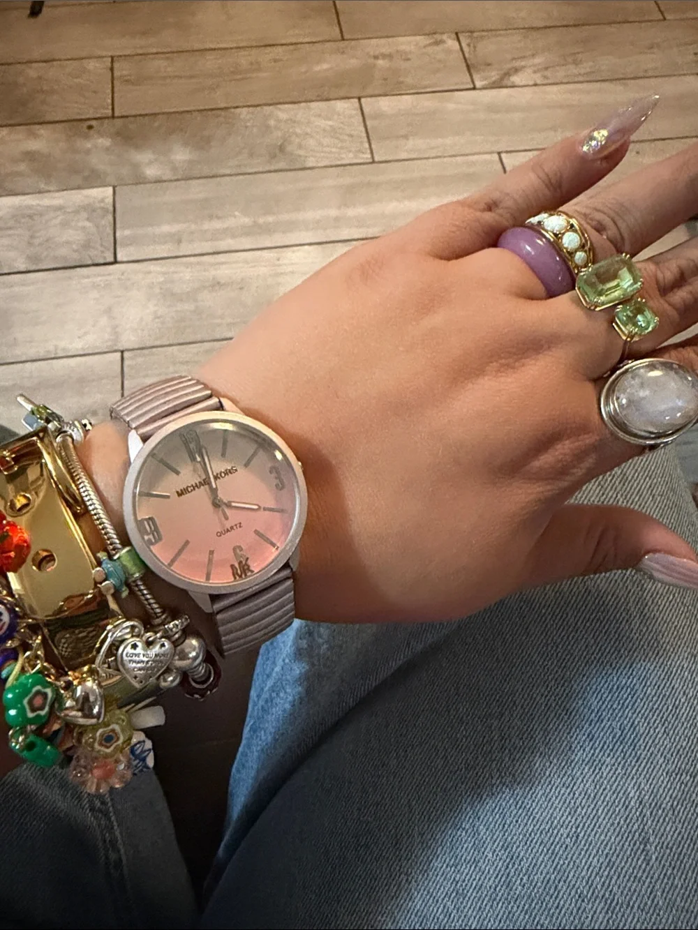 Michael Kors Pink Gradient Dial Stretch Bracelet Watch
